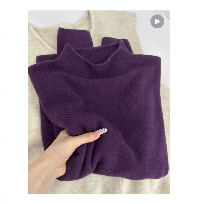 Damen-Strickpullover, Stehkragen, schlichtes Design
