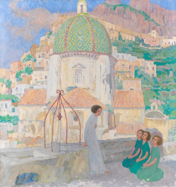 Mädchen am Brunnen vor Santa Maria Assunta Positano 1910 1915