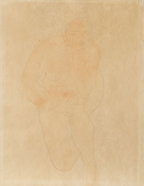 Femme nue agenouillée le menton appuyé sur la main gauche 1898