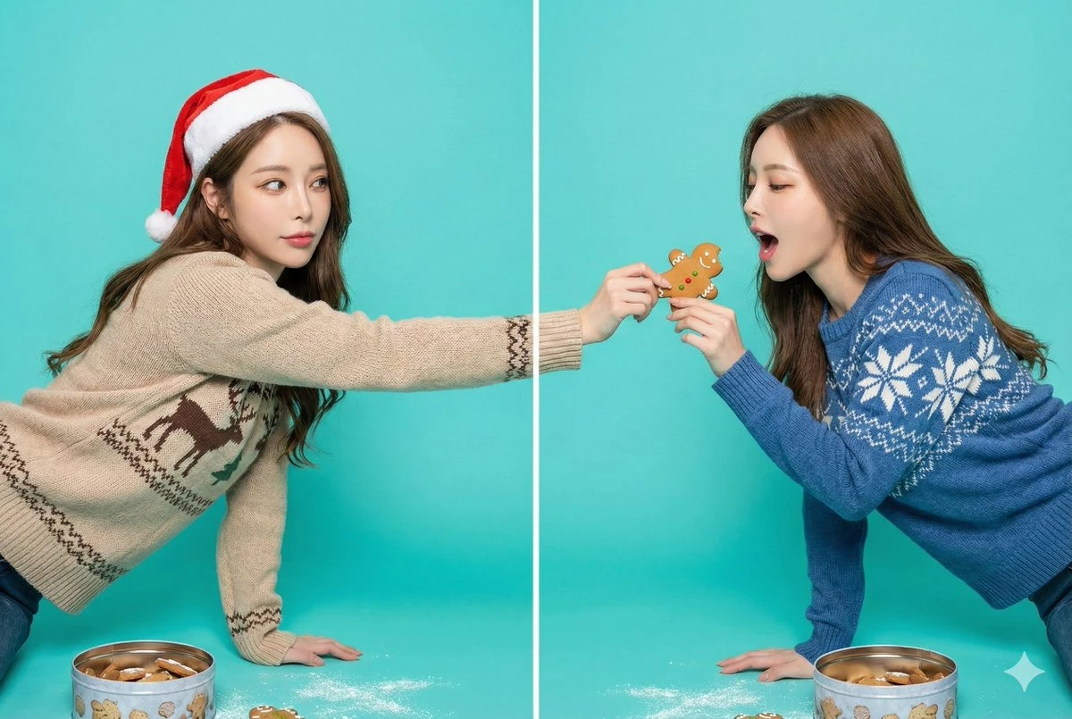 Escena interactiva de galletas de jengibre navideñas