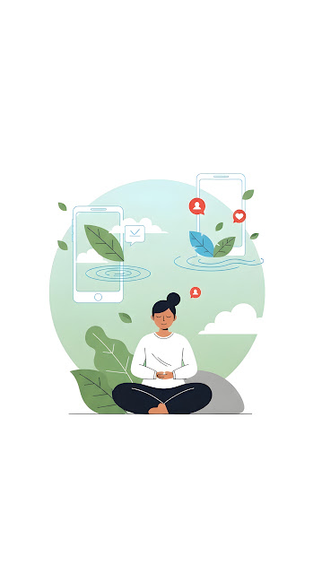 Digital Detox and Mindfulness Meditation Illustration - Free mobile Wallpaper