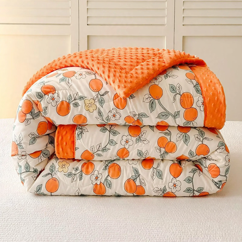Reversible cotton duvet with print pattern