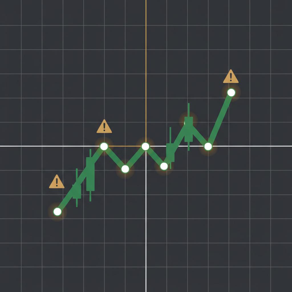 Minimalist 2D vector stock chart with triangular caution icons highlighting day trading risk how do i start investing with little money