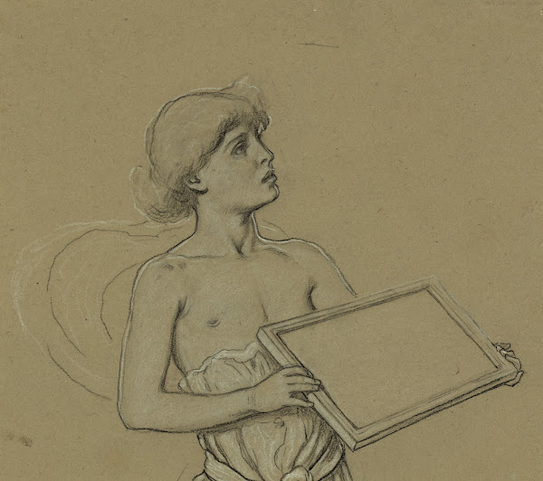 Boy holdng a plaque 1892