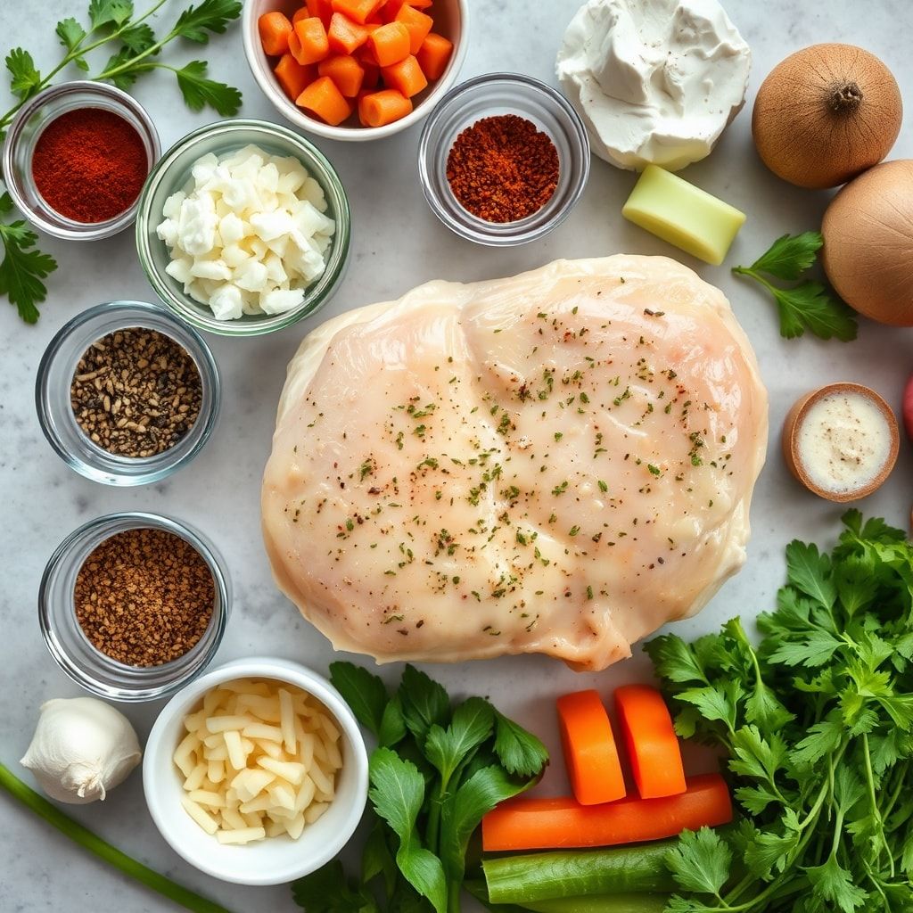 Ingredients for High-Protein Chicken Alfredo Bake for Easy Low-Carb Meal Prep - Quick & Delicious