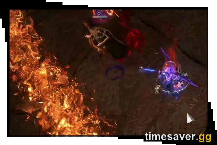 The Searing Exarch pinnacle boss fight in Path of Exile with the fire-wall mechanic
