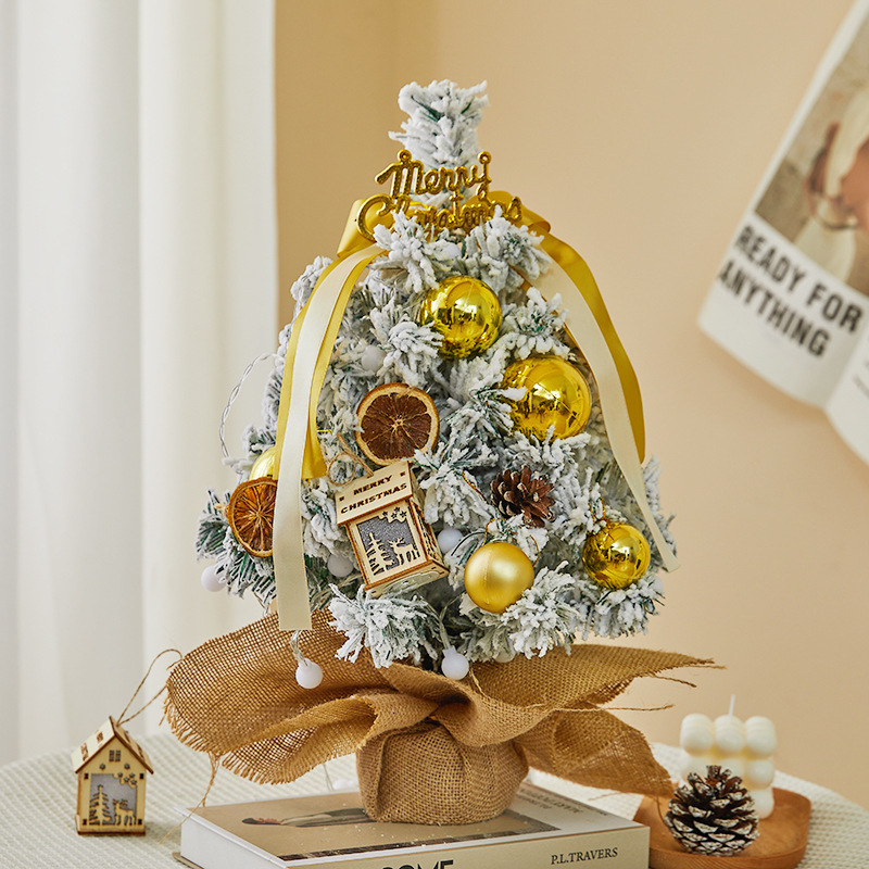 Beflockter Mini-Weihnachtsbaum, festliche Tischdekoration