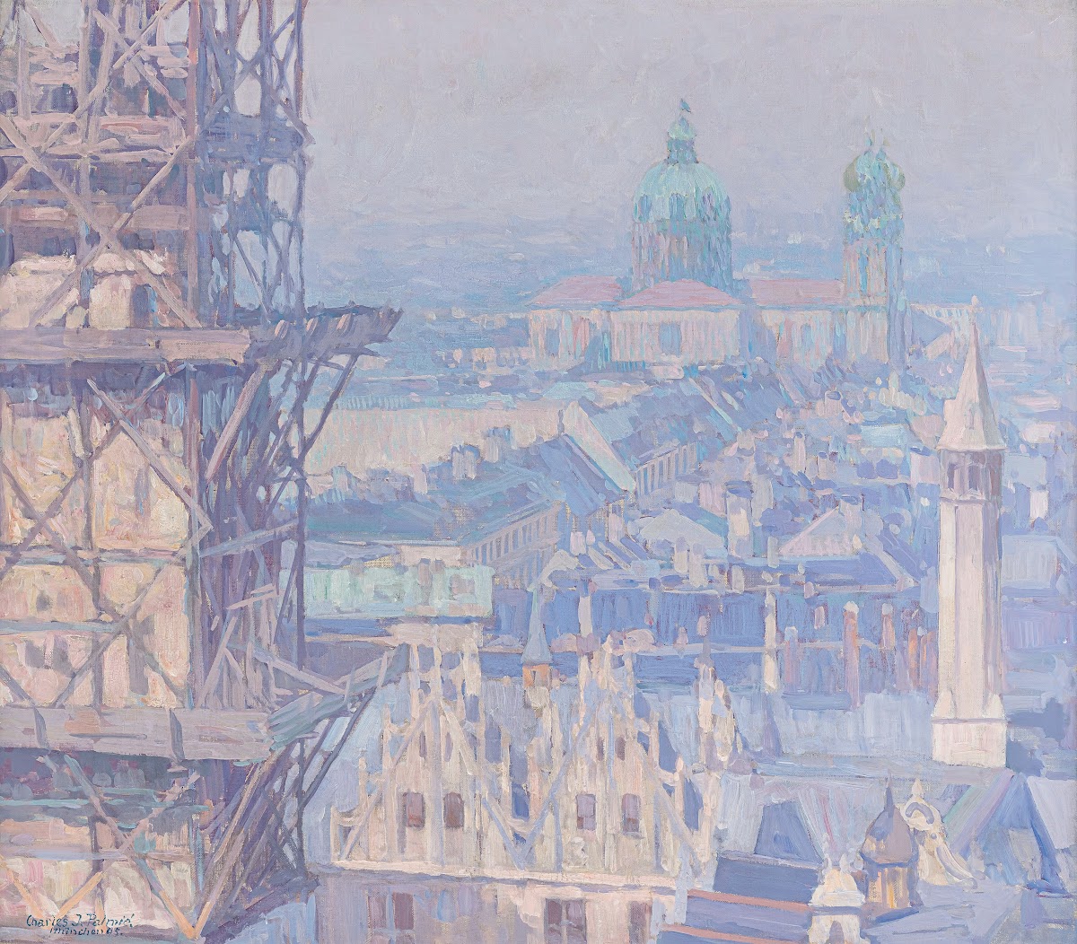 Blick über München mit dem Turm des neuen Rathauses 1905
