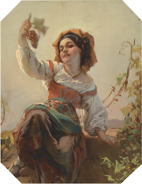 Italienisches Mädchen mit Weintrauben