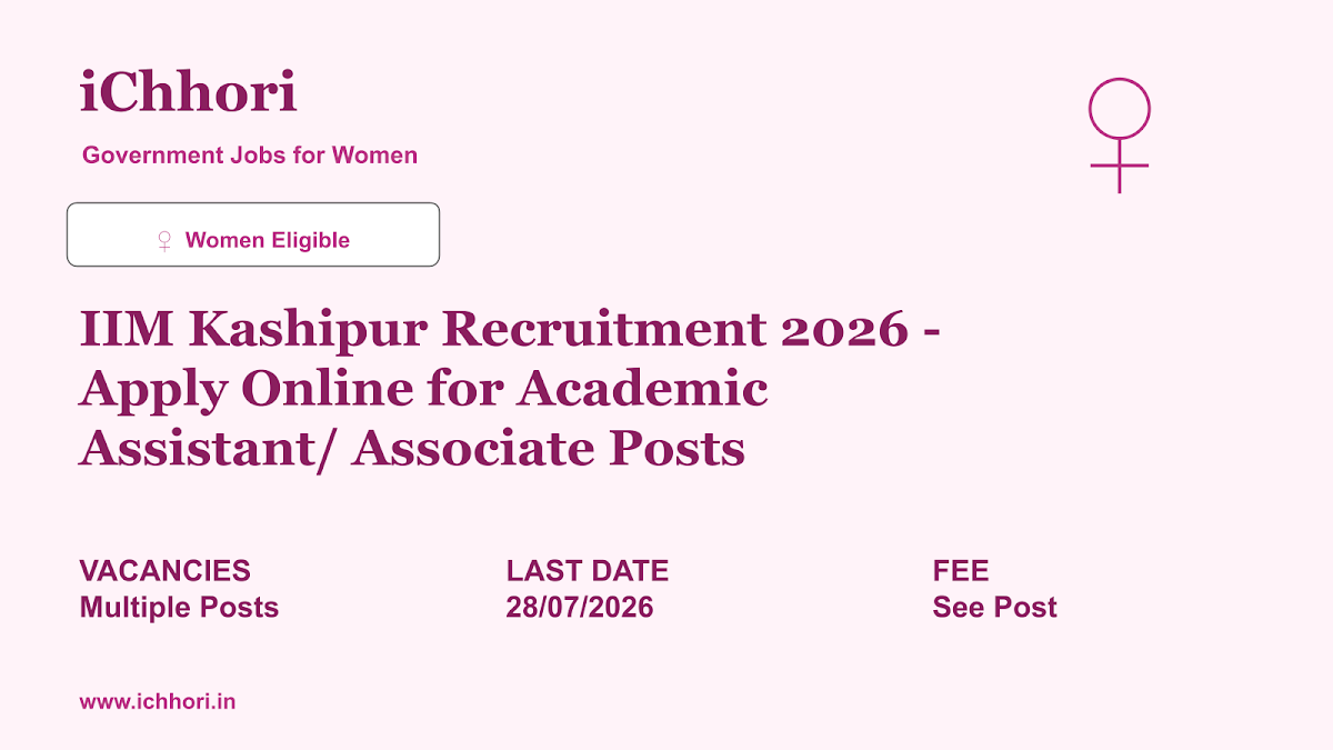 IIM Kashipur Recruitment 2026 - Apply Online for Academic Assistant/ Associate Posts - iChhori