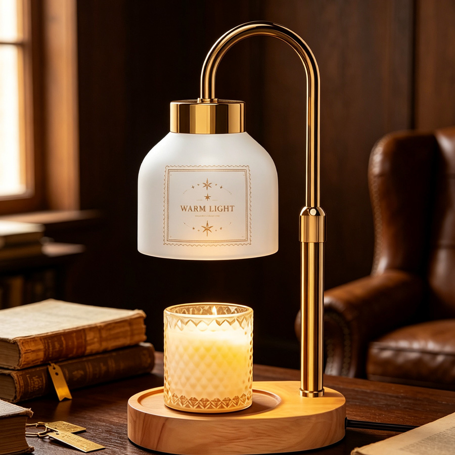 Candle Warmer Lamp with Wooden Base