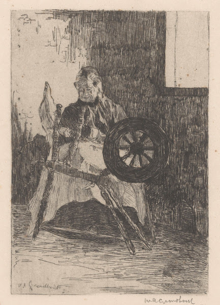 Vrouw achter een spinnewiel 1888 1934