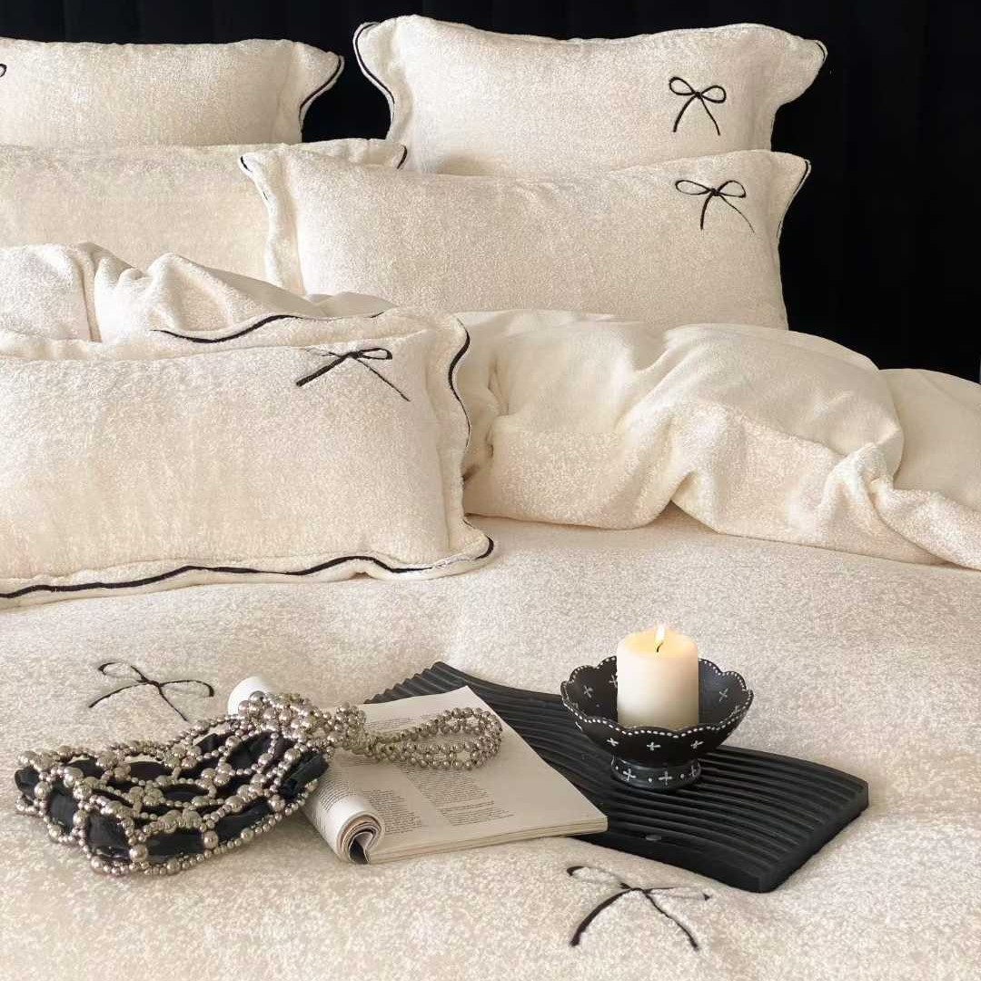 Milk fiber bedding set, embroidered, 4-piece