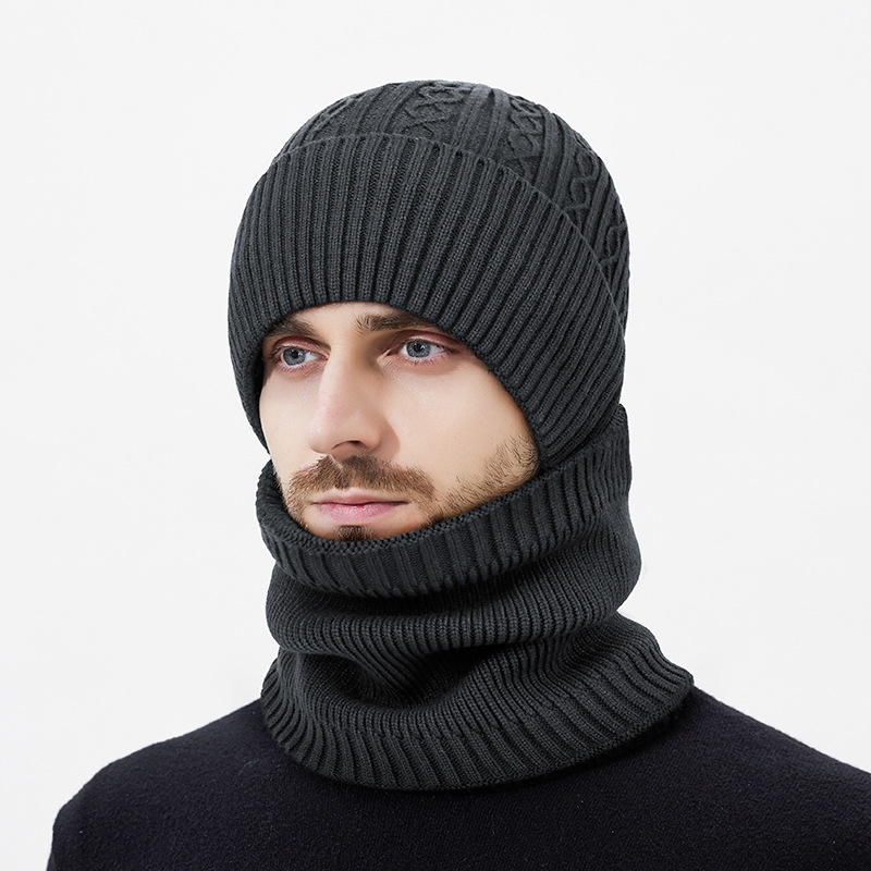 Knitted hat and neck warmer set, one size