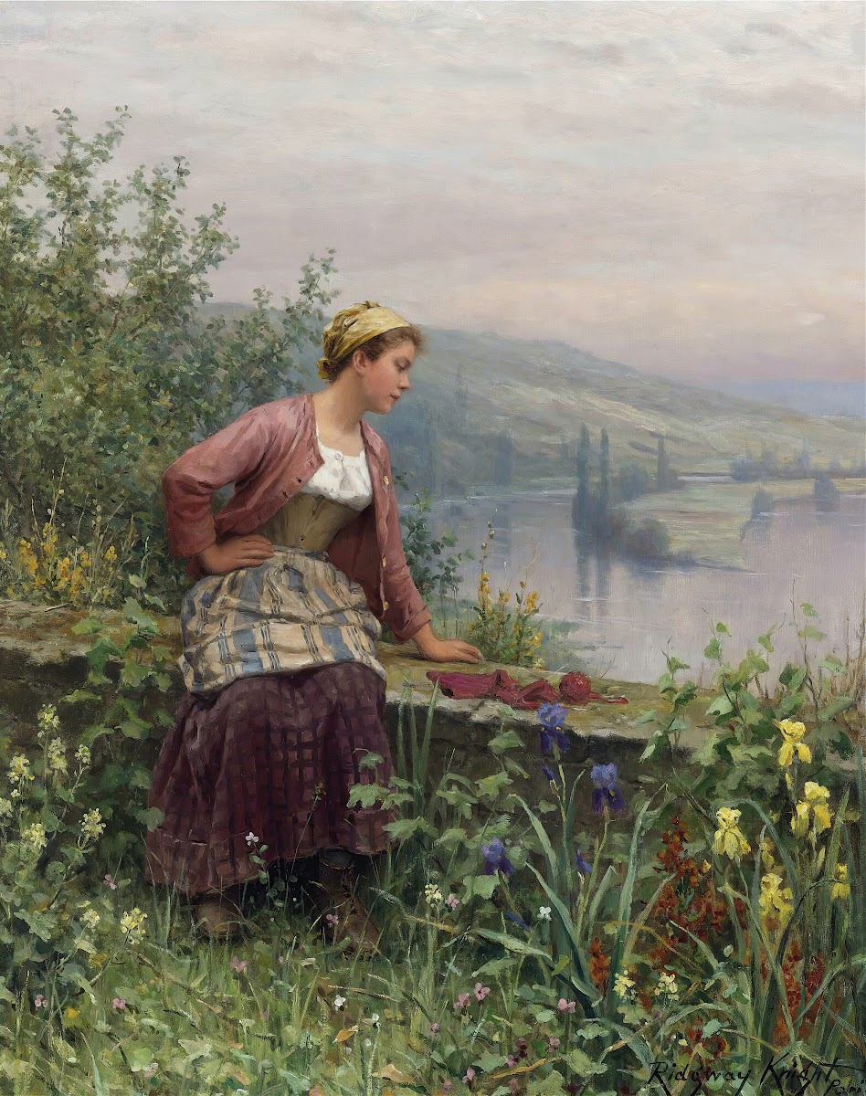 Brittany Girl Overlooking A Stream