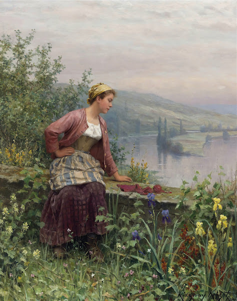 Brittany Girl Overlooking A Stream
