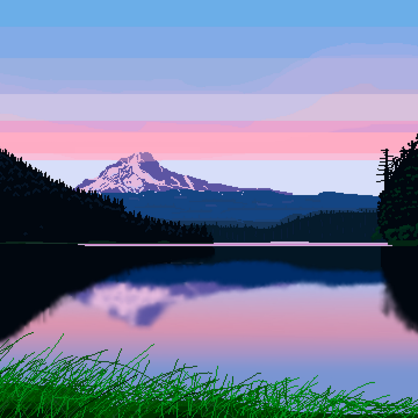 Download Landscape, Pixel Art, Pixelated, Pixels, Mountains Full HD