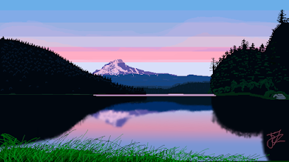 Landscape, Pixel Art, Pixelated, Pixels, Mountains Full HD Wallpaper Background