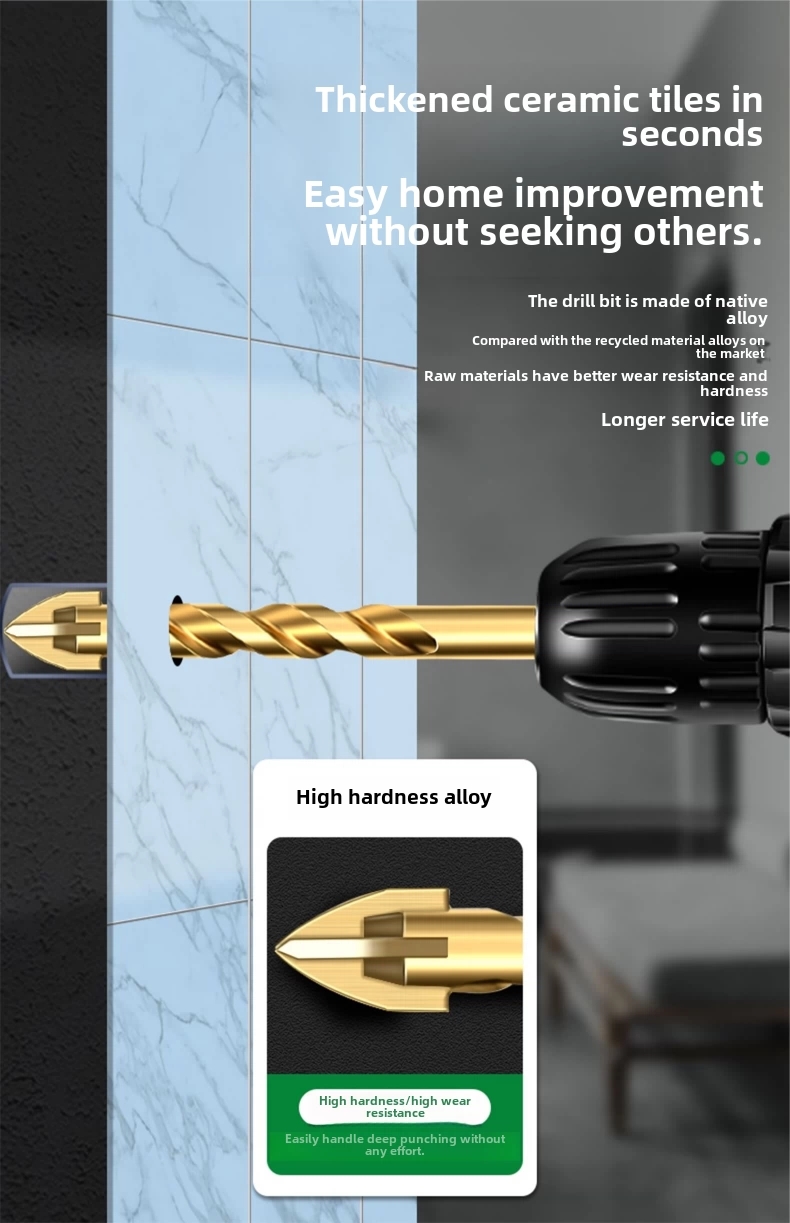 High hardness alloy impact resistant king drill bit ( 6+8+10) 3 pcs