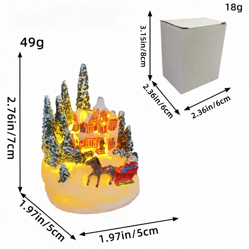 Illuminated resin houses for Christmas decoration