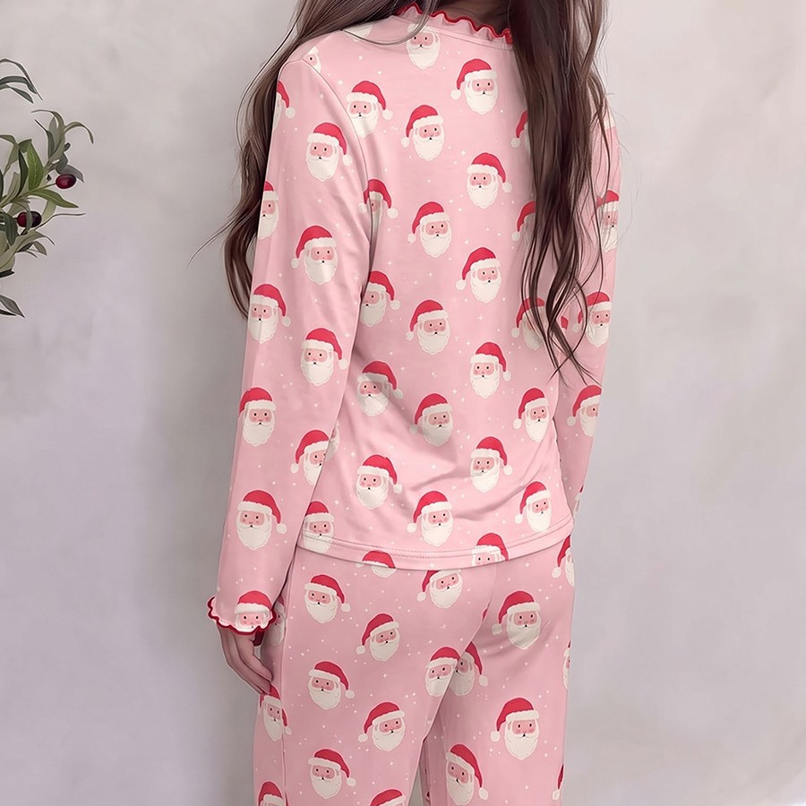 Women's loungewear, long-sleeved, with Santa print