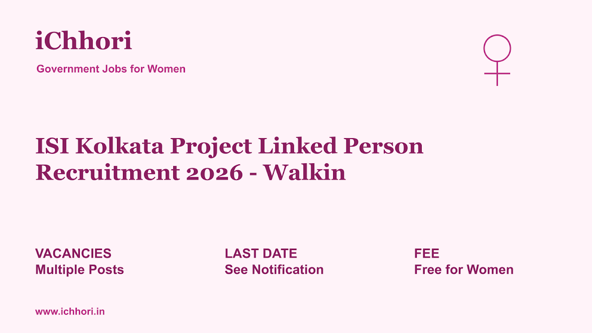 ISI Kolkata Project Linked Person Recruitment 2026 - Walkin - iChhori