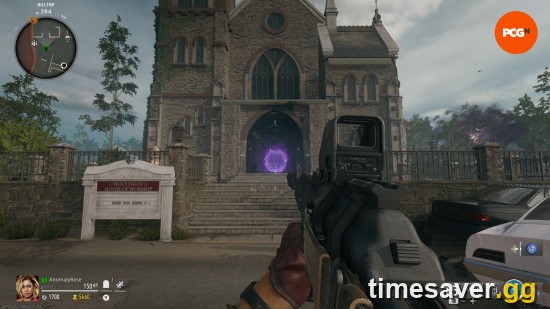 Liberty Falls church and the Dark Aether portal in BO6 Zombies Directed Mode, where camo farmers lock the round cap