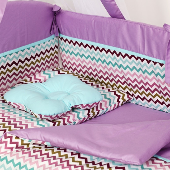 Постельный комплект для детской кровати 8 эл Twins Modern ІІ ЗигЗаг фиолетовый