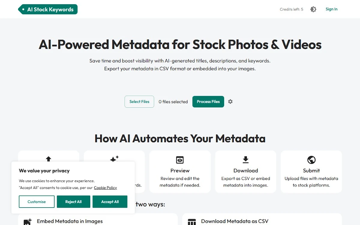 Captura de AI Stock Keywords