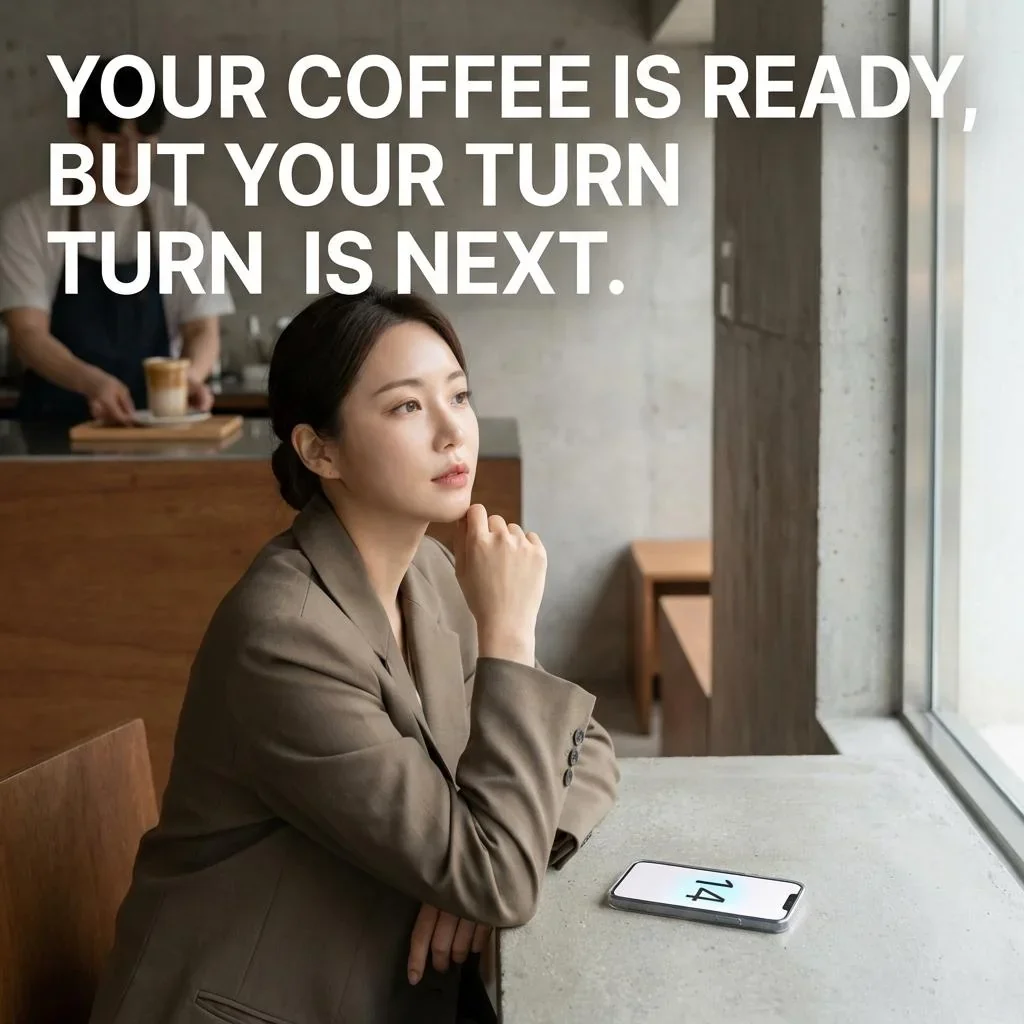 Foreigner looking at a Korean cafe kiosk