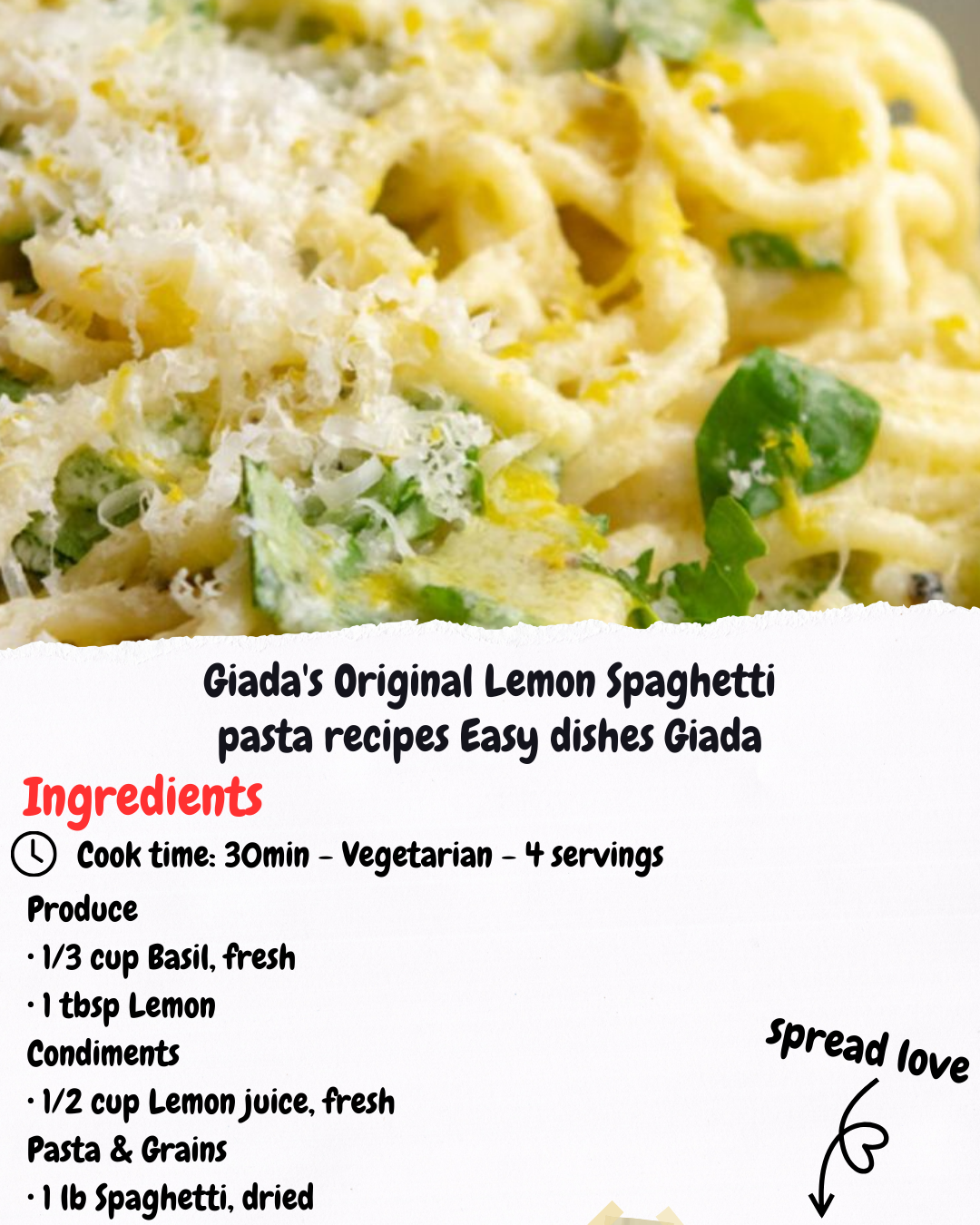 Giada's Original Lemon Spaghetti pasta recipes Easy dishes Giada