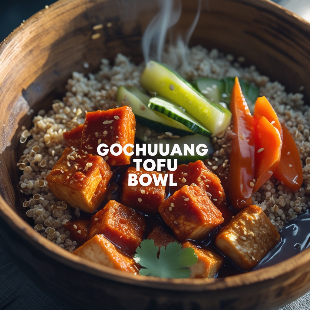 Crispy Korean Gochujang Tofu Protein Bowls with Quick-Pickled Veggies