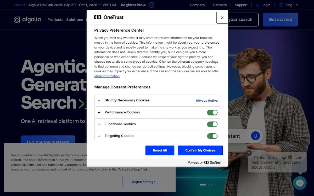 Captura de Algolia - Hosted Search API