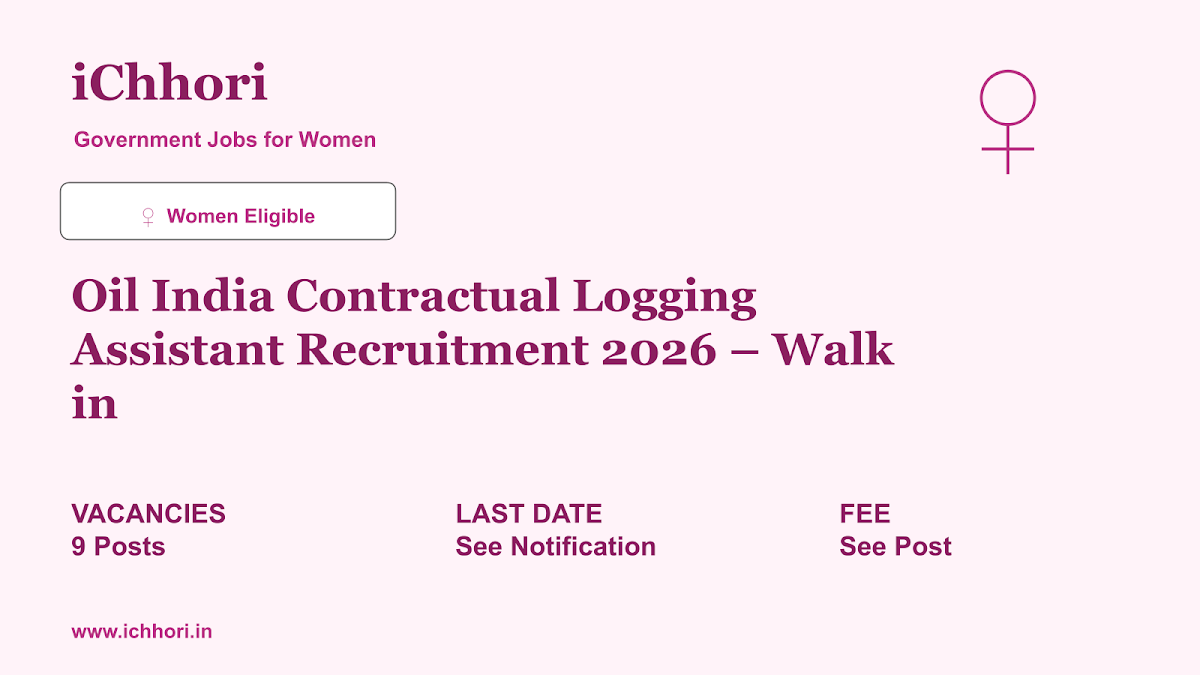 Oil India Contractual Logging Assistant Recruitment 2026 – Walk in - iChhori
