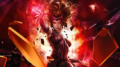 Scarlet Witch Unleashing Chaos Magic 4K iPhone Wallpaper Background