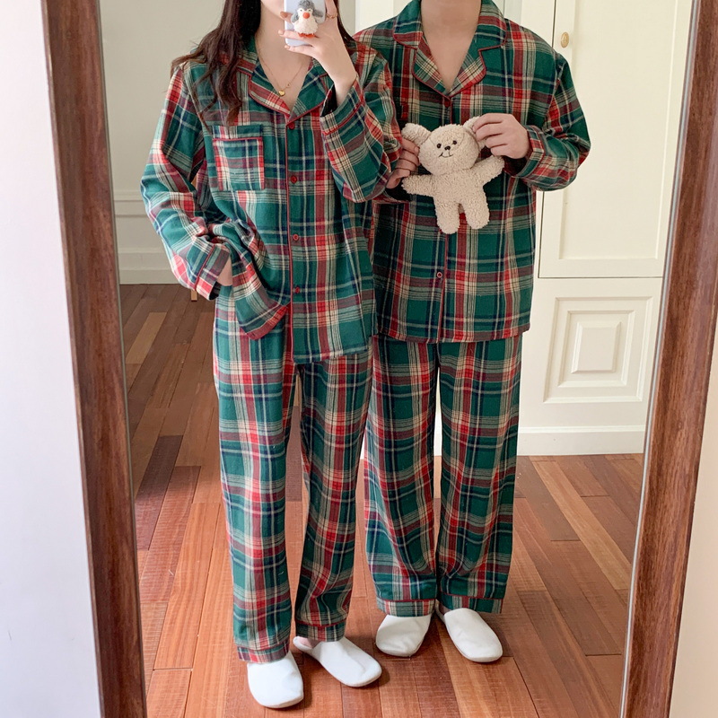 Christmas Check Loungewear for Couples, Brushed