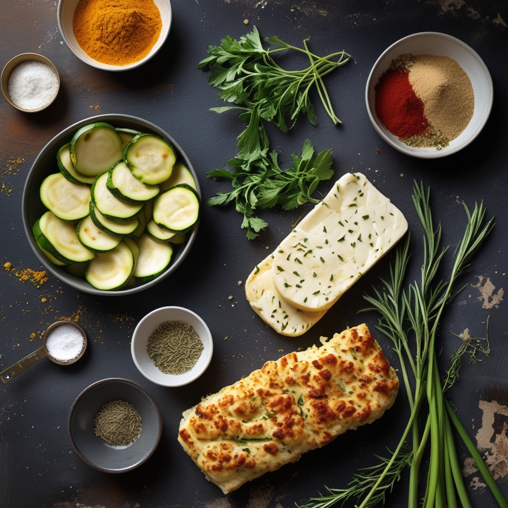 Ingredients for Easy Zucchini & Halloumi Bake: Bold Flavors for Cozy Nights Comfort Food