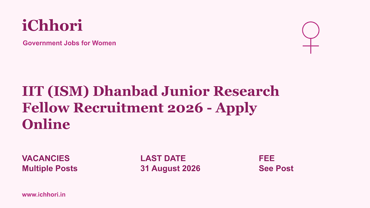 IIT (ISM) Dhanbad Junior Research Fellow Recruitment 2026 - Apply Online - iChhori