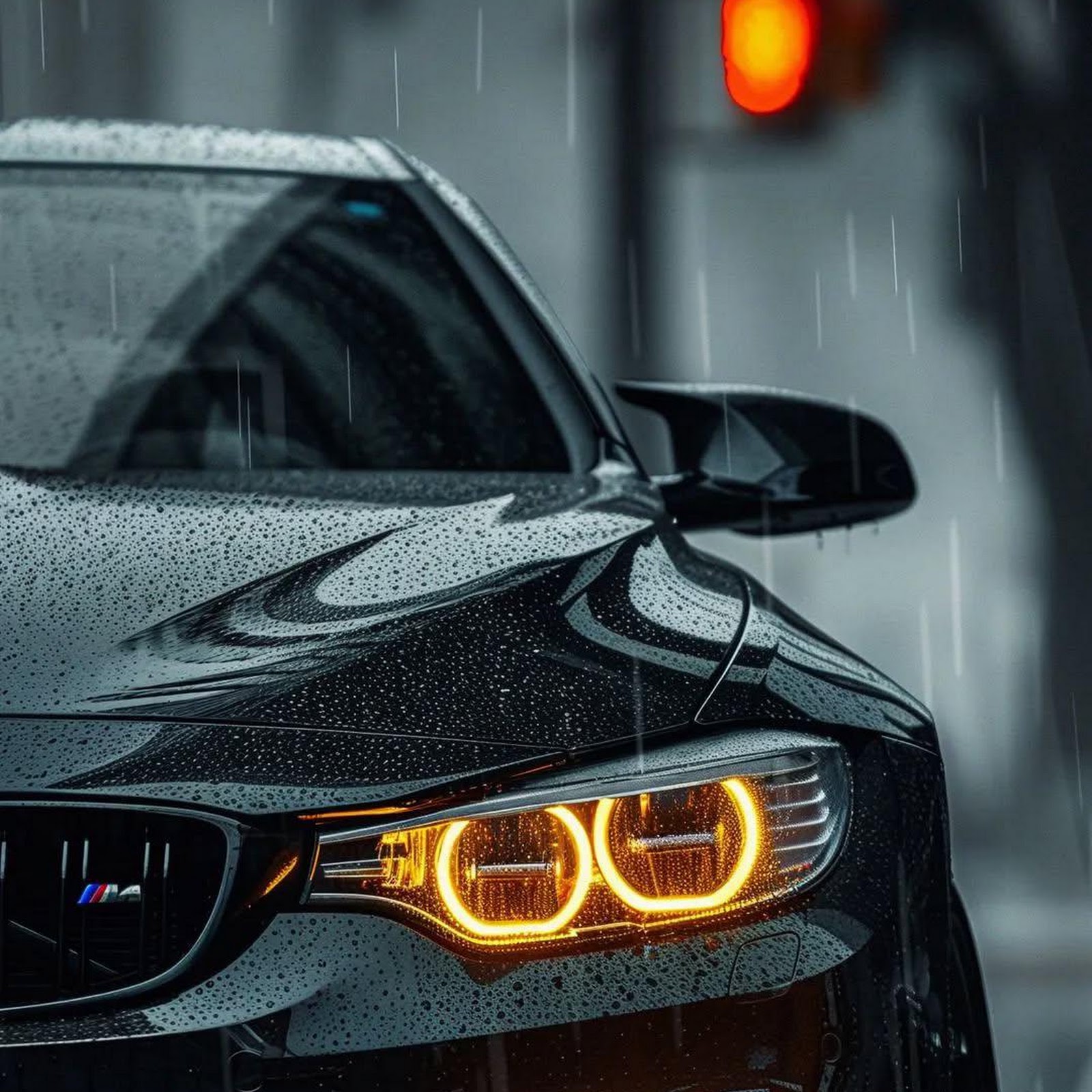 Download Black BMW M4 In Rain Full HD iPhone