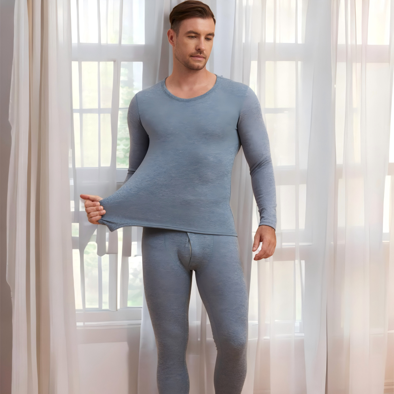 Thermal underwear set for men and women, crew neck
