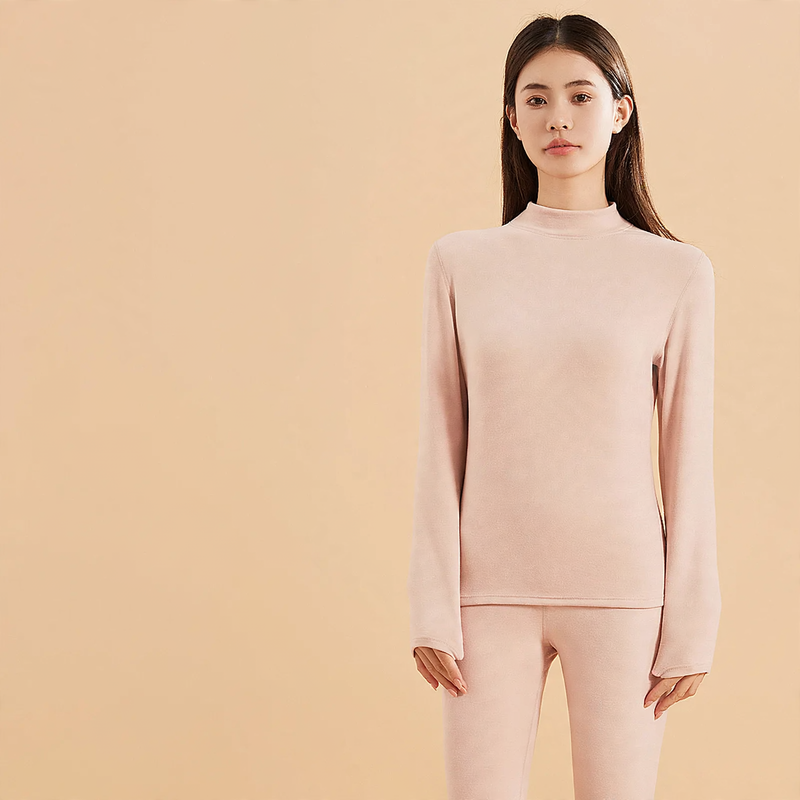 Thermal underwear set with cashmere and silk, standing collar