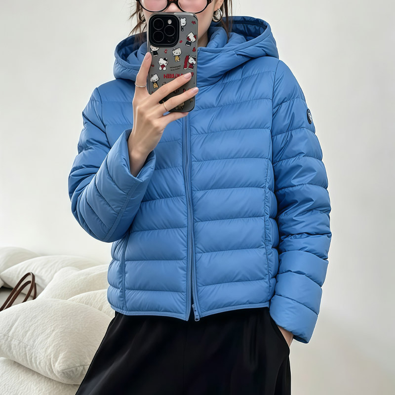 Lightweight down jacket with hood, 90% goose down