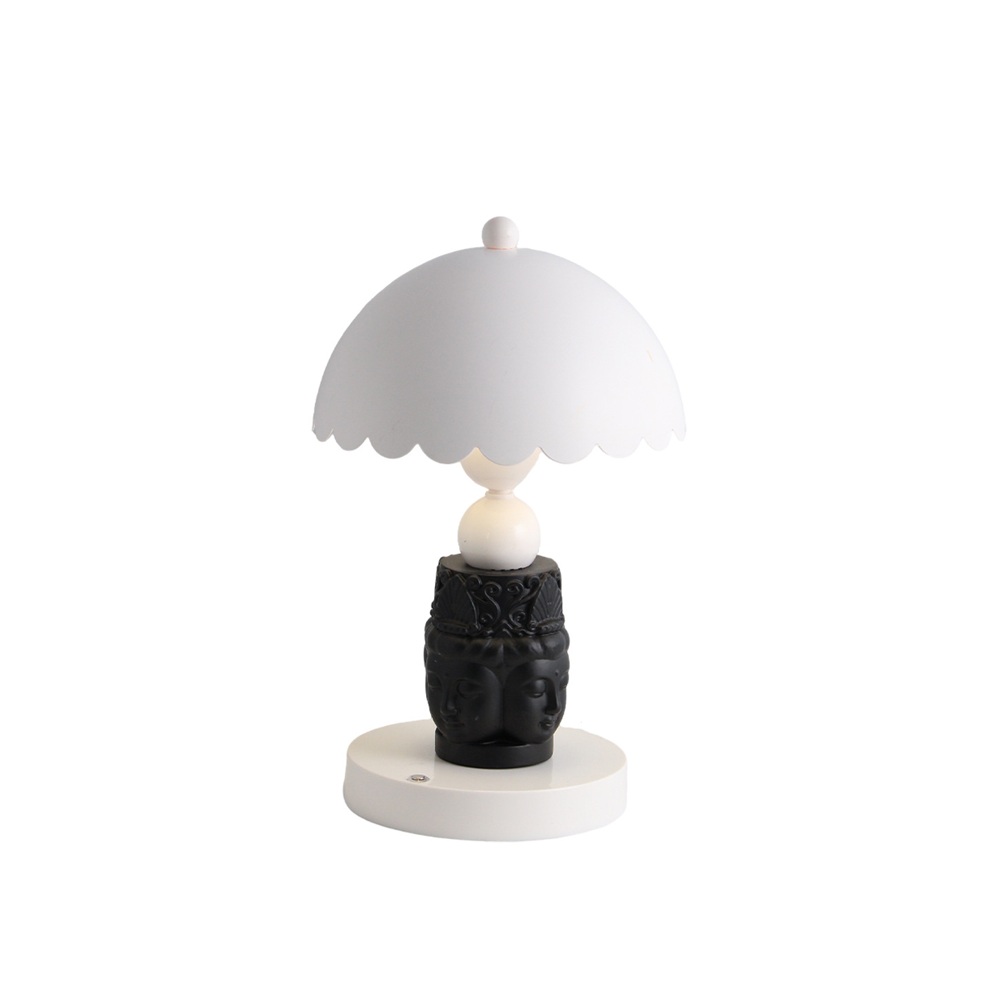 Faceted Buddha Table Lamp, Black and White
