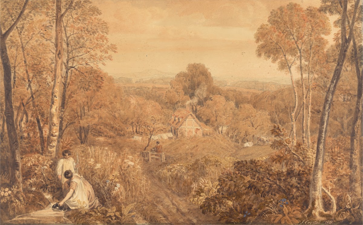 Wooded Landscape with Cottages and Countrywomen Hurley Berkshire 1818