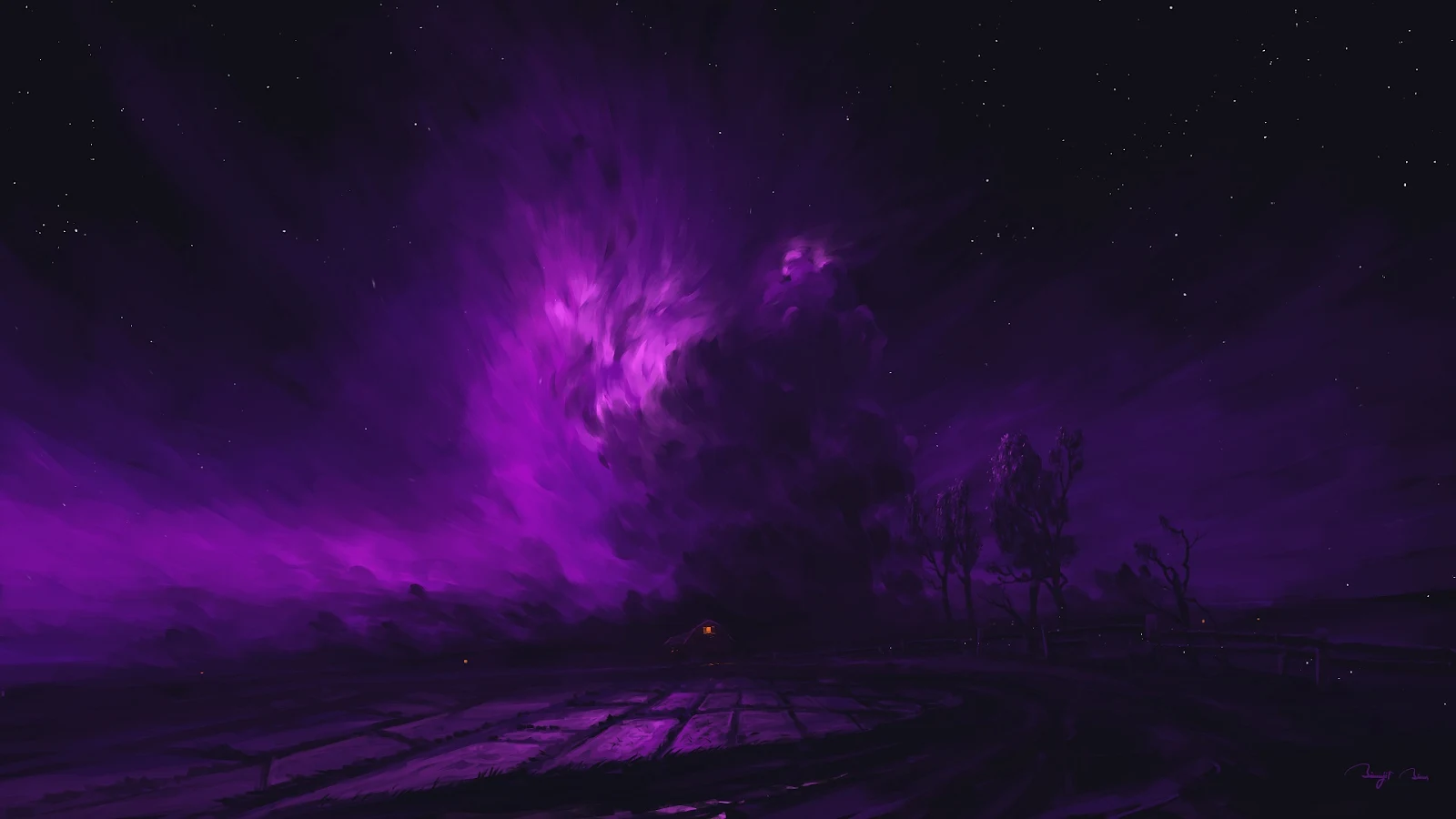 A Stunning Digital Painting, Sky, Clouds, Night, Landscape Full HD Desktop and Mobile Wallpaper Background (1920x1080)