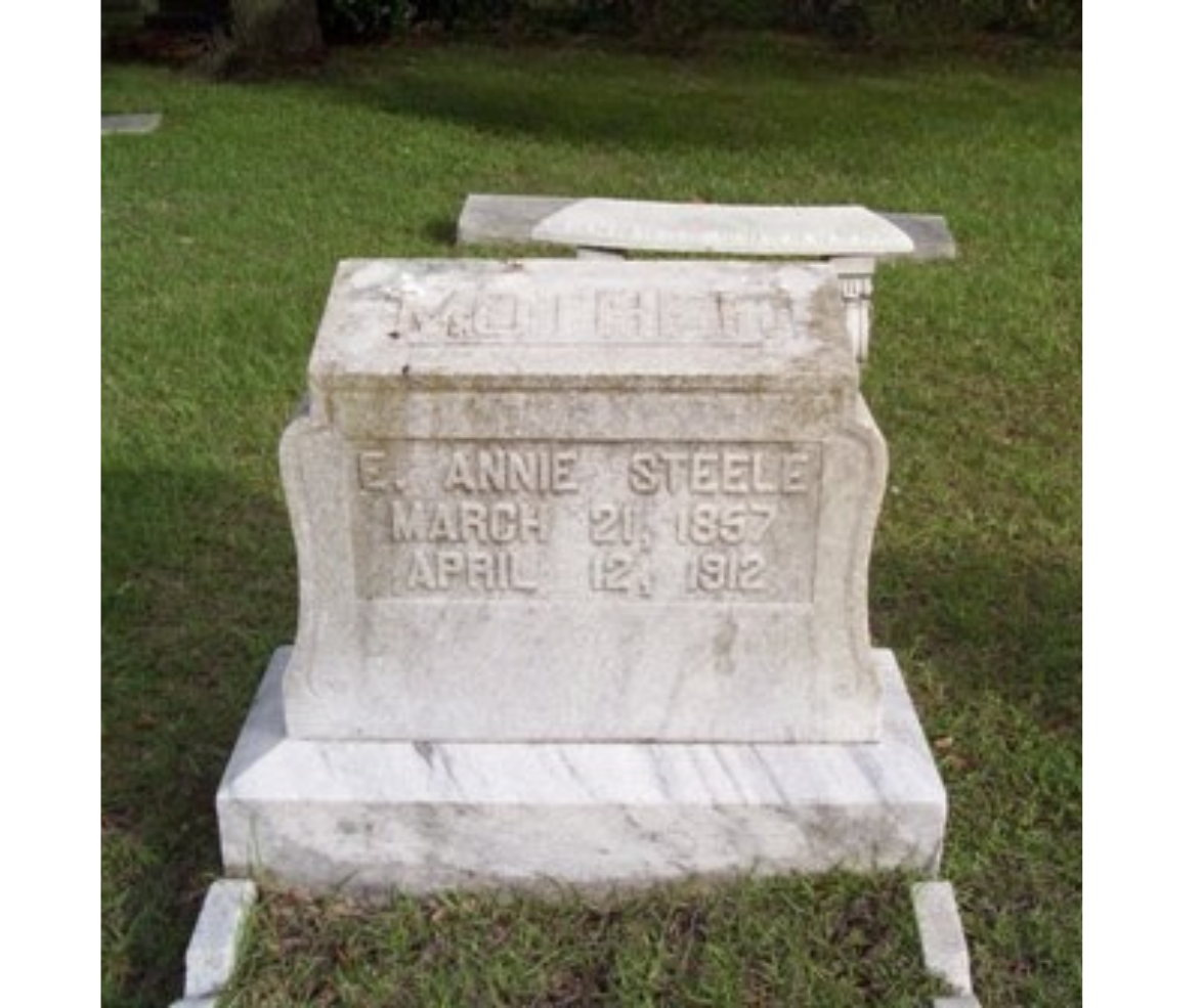 Headstone of E. Annie Steele, born Eliza Ann McConnell, March 21, 1857 to April 12, 1912