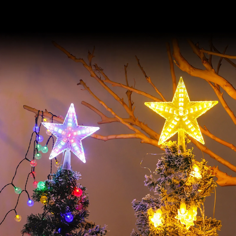 Beleuchteter Weihnachtsbaum-Spitzenstern mit Lichteffekten