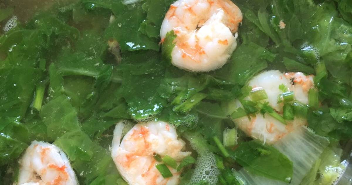 Canh cải xoăn nấu tôm