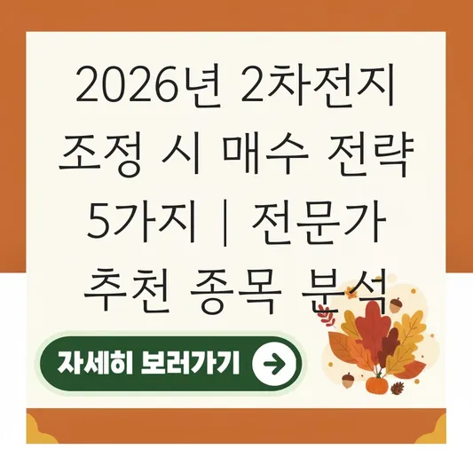 2차전지 관련주 조정 시 매수 타이밍 및 핵심 종목 추천 대표 이미지