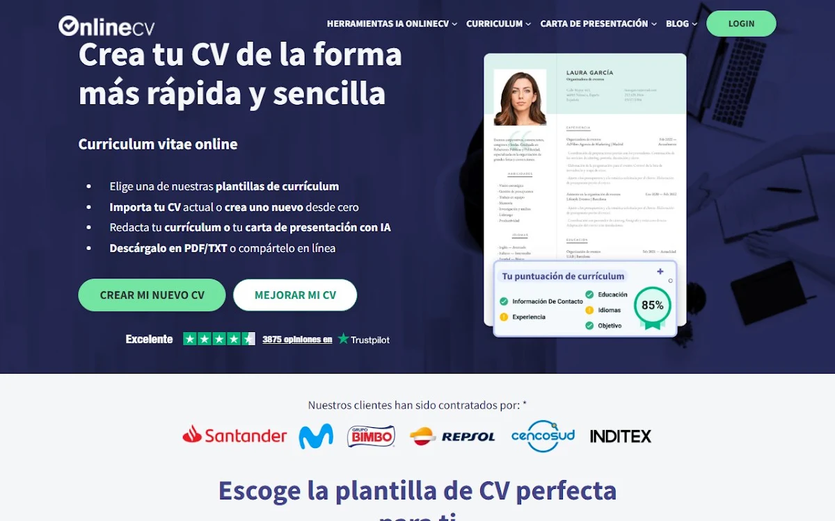 Captura de OnlineCV
